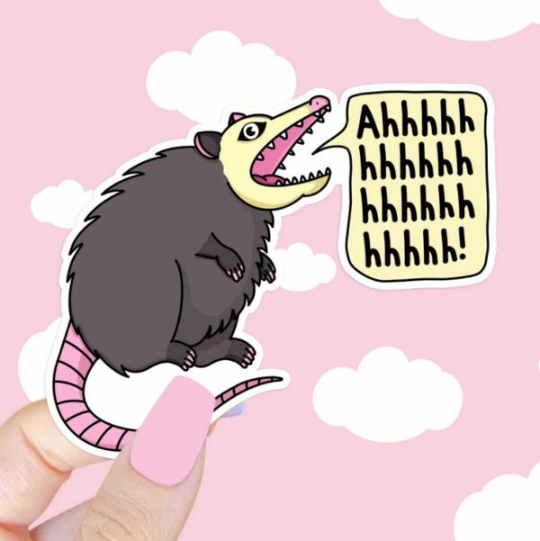 A graphic of Ahhhhhh Possum Sticker available on HeckinMagical.com