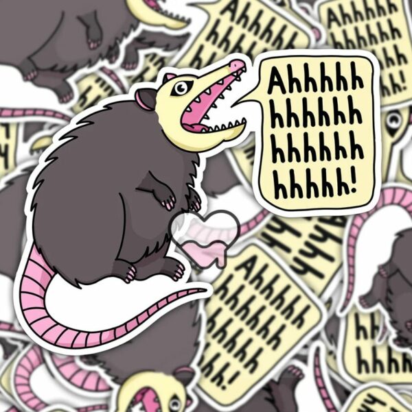 A graphic of Ahhhhhh Possum Sticker available on HeckinMagical.com