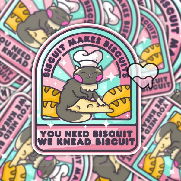 A graphic of Biscuit Cat Bakery Sticker Sticker available on HeckinMagical.com