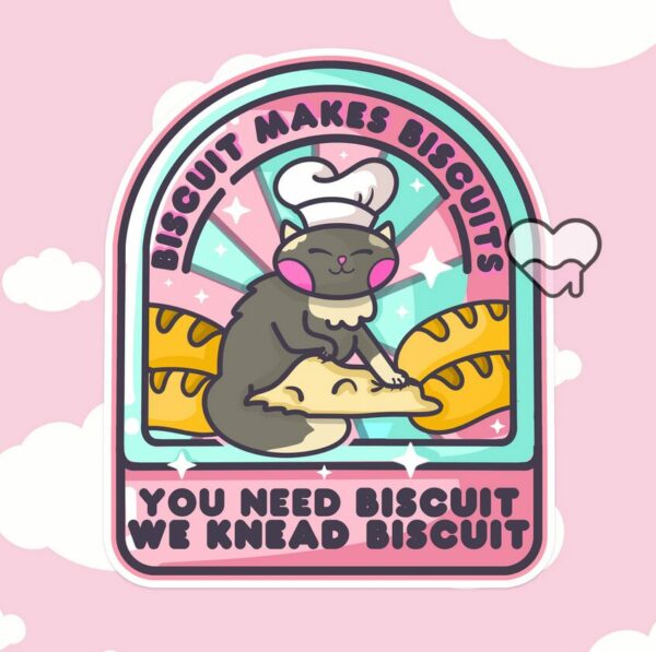 A graphic of Biscuit Cat Bakery Sticker Sticker available on HeckinMagical.com