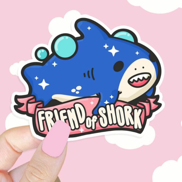 A graphic of Friend Of Shork Sticker available on HeckinMagical.com