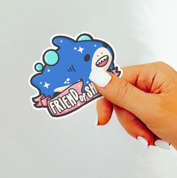 A graphic of Friend Of Shork Sticker available on HeckinMagical.com