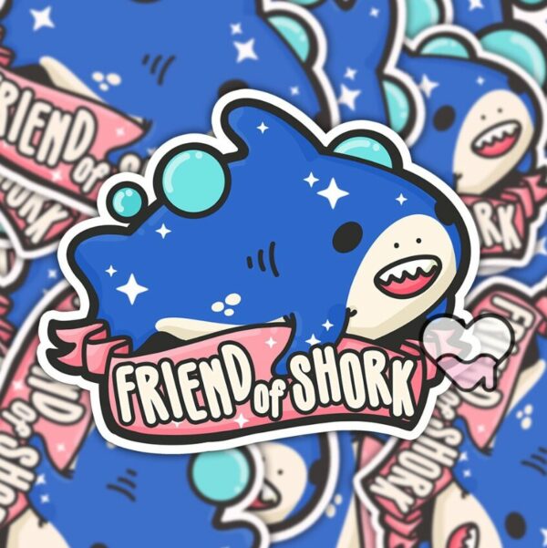 A graphic of Friend Of Shork Sticker available on HeckinMagical.com