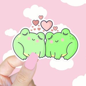 A graphic of Froggy Love Sticker available on HeckinMagical.com