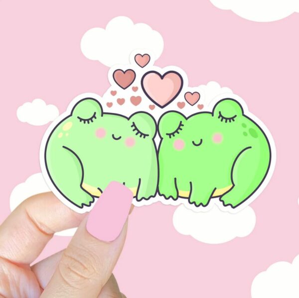 A graphic of Froggy Love Sticker available on HeckinMagical.com