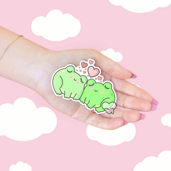 A graphic of Froggy Love Sticker available on HeckinMagical.com