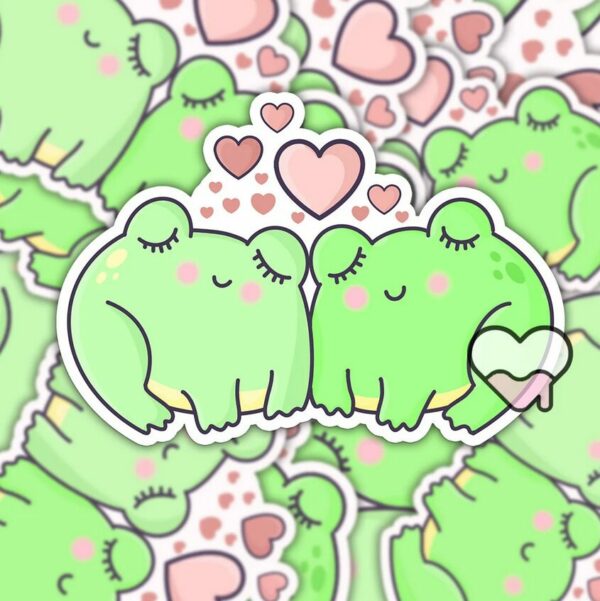 A graphic of Froggy Love Sticker available on HeckinMagical.com