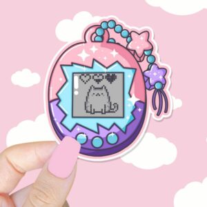 A graphic of Gamer Girl Handheld Pet Kitty Sticker available on HeckinMagical.com