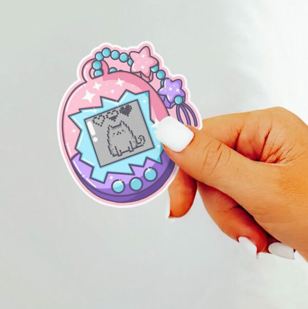 A graphic of Gamer Girl Handheld Pet Kitty Sticker available on HeckinMagical.com