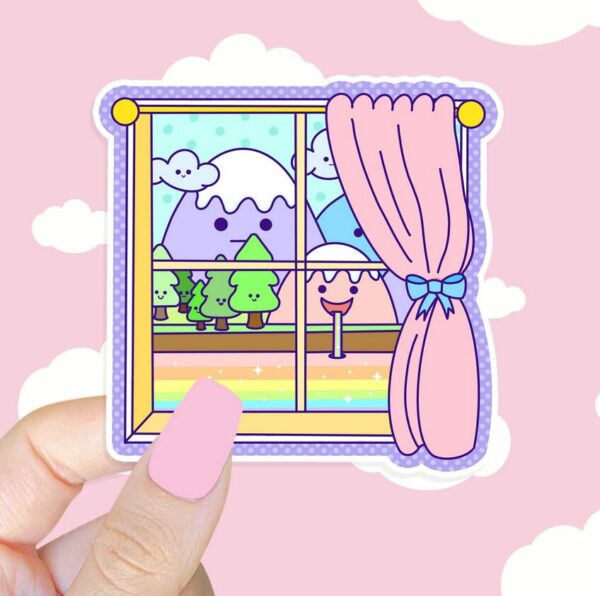 A graphic of Happy Window Sticker available on HeckinMagical.com