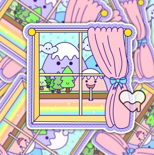 A graphic of Happy Window Sticker available on HeckinMagical.com