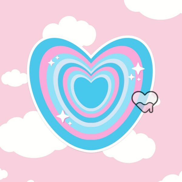 A graphic of Heart Ribbon Stickers available on HeckinMagical.com