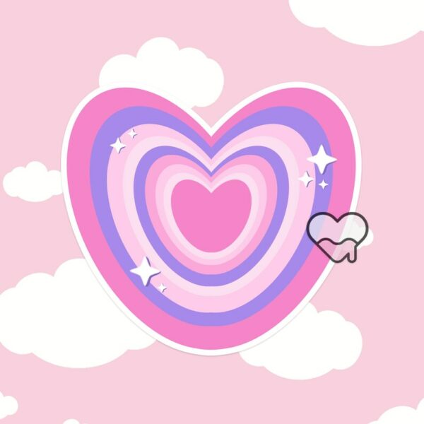 A graphic of Heart Ribbon Stickers available on HeckinMagical.com