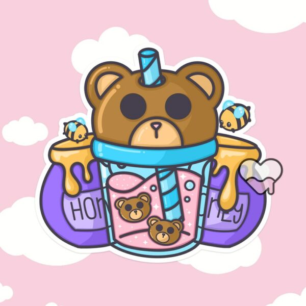 A graphic of Honey Bear Juice Sticker available on HeckinMagical.com