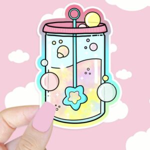 A graphic of Kawaii Bubbles Sticker available on HeckinMagical.com