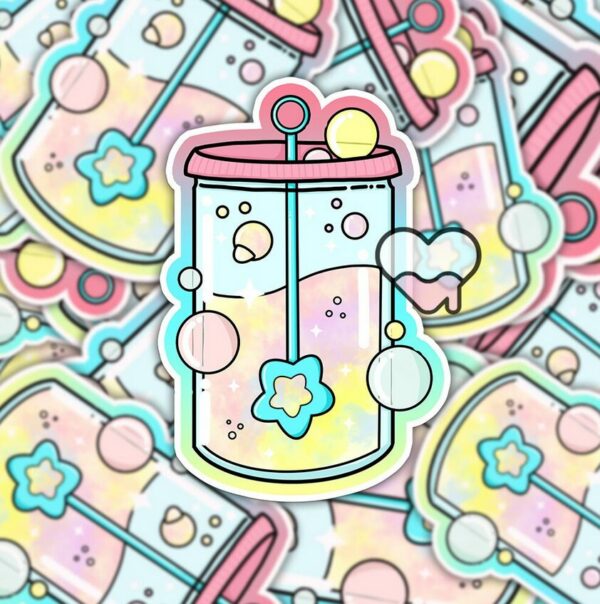 A graphic of Kawaii Bubbles Sticker available on HeckinMagical.com