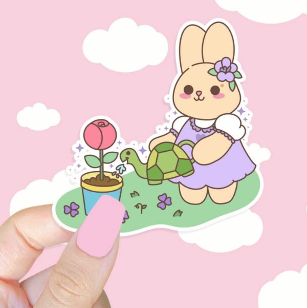 A graphic of Keep Growing Lavender The Bunny Sticker available on HeckinMagical.com