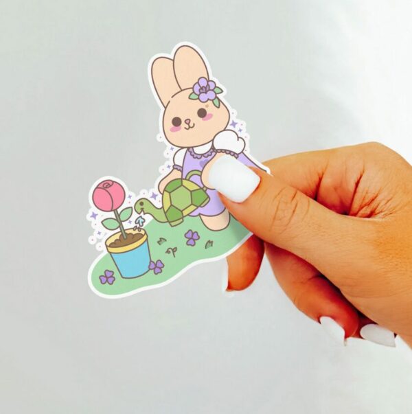 A graphic of Keep Growing Lavender The Bunny Sticker available on HeckinMagical.com