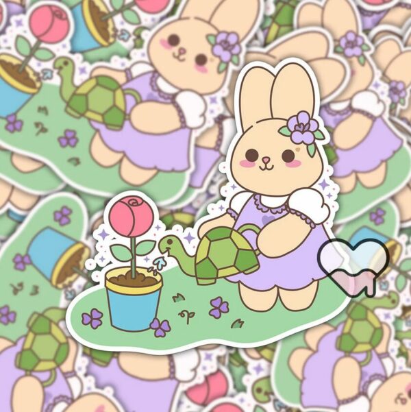 A graphic of Keep Growing Lavender The Bunny Sticker available on HeckinMagical.com