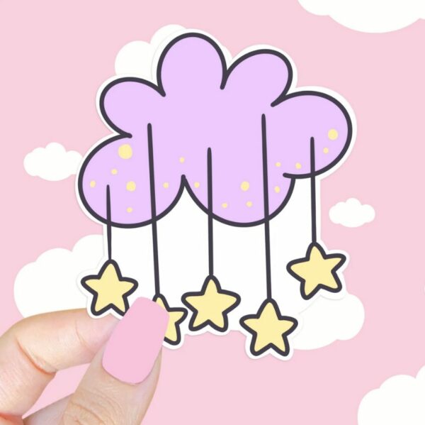 A graphic of Lavender Star Cloud Sticker available on HeckinMagical.com