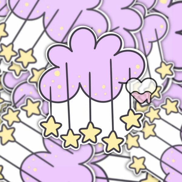 A graphic of Lavender Star Cloud Sticker available on HeckinMagical.com