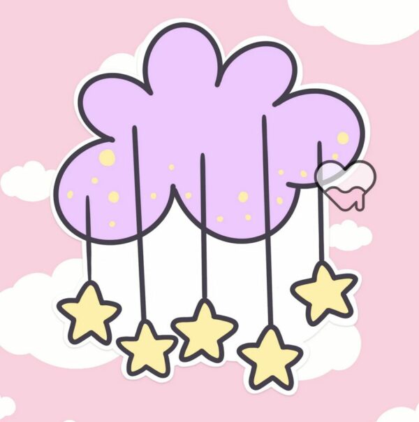 A graphic of Lavender Star Cloud Sticker available on HeckinMagical.com