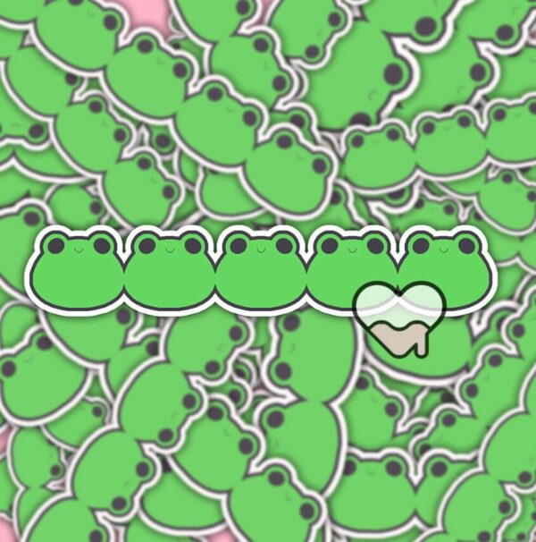 A graphic of Long Froggies Green Sticker available on HeckinMagical.com