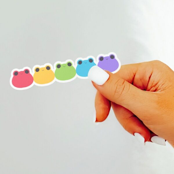 A graphic of Long Froggies Rainbow Sticker available on HeckinMagical.com