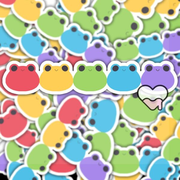 A graphic of Long Froggies Rainbow Sticker available on HeckinMagical.com