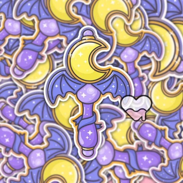 A graphic of Magical Girl Bat Wand Sticker available on HeckinMagical.com