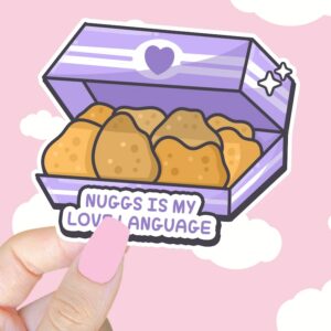 A graphic of Nuggs Is My Love Language Sticker available on HeckinMagical.com