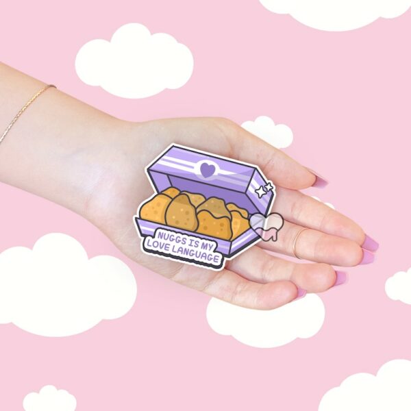 A graphic of Nuggs Is My Love Language Sticker available on HeckinMagical.com