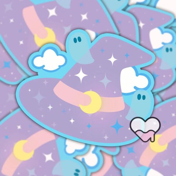 A graphic of Pastel Witches Hat Sticker available on HeckinMagical.com