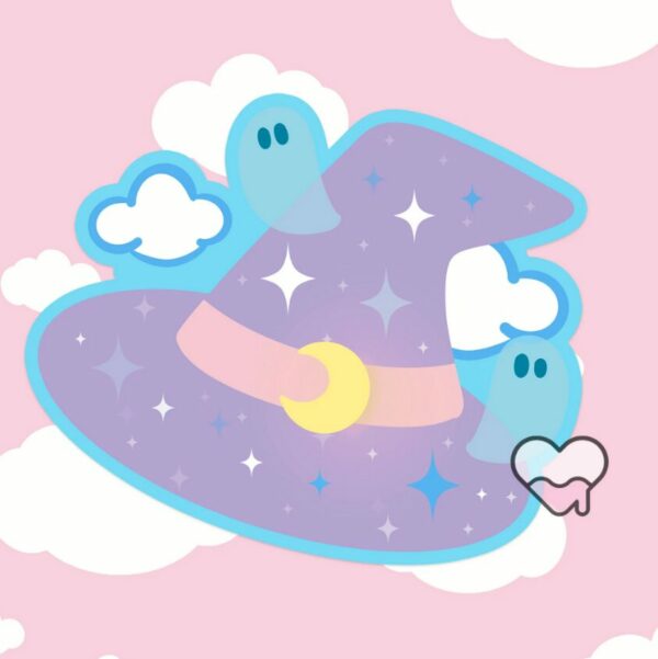 A graphic of Pastel Witches Hat Sticker available on HeckinMagical.com