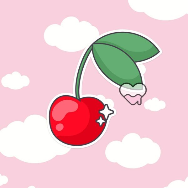 A graphic of Red Cherries Sticker available on HeckinMagical.com