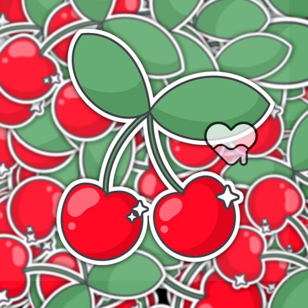 A graphic of Red Cherries Sticker available on HeckinMagical.com