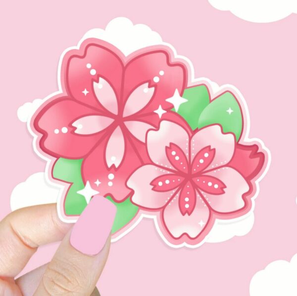 A graphic of Sakura Flowers Sticker available on HeckinMagical.com