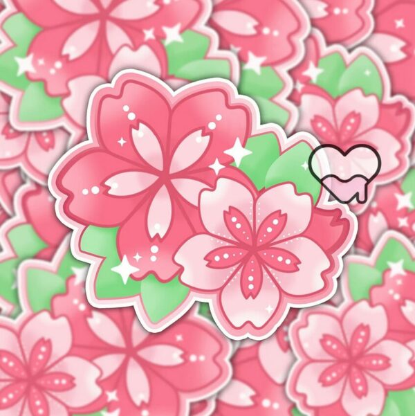 A graphic of Sakura Flowers Sticker available on HeckinMagical.com