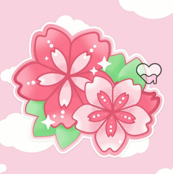 A graphic of Sakura Flowers Sticker available on HeckinMagical.com