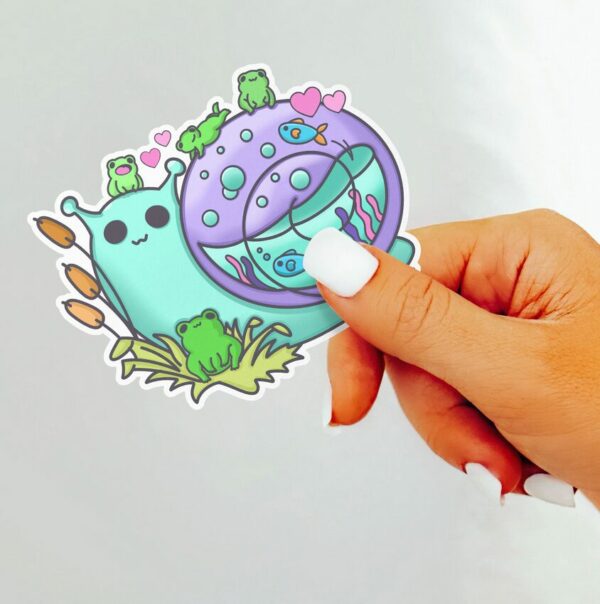 A graphic of Snail and Friends Sticker available on HeckinMagical.com