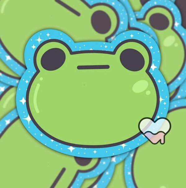 A graphic of Sparkle Frog Emoji Stickers available on HeckinMagical.com