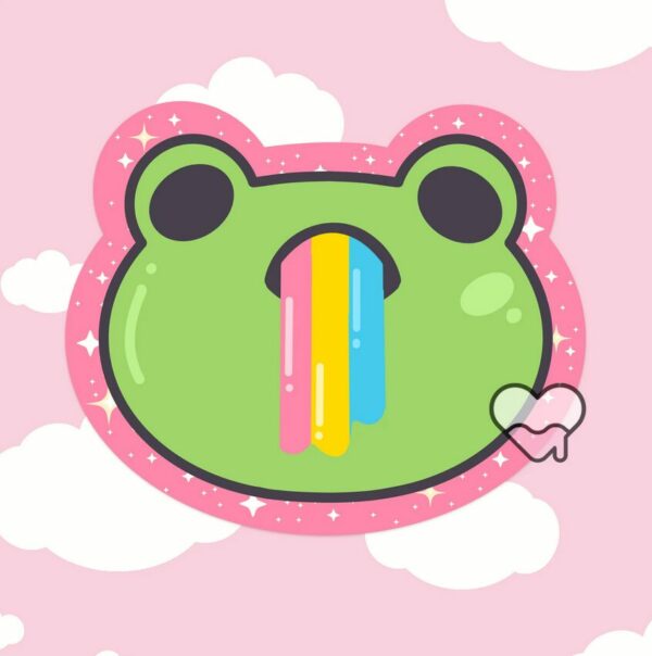 A graphic of Sparkle Frog Emoji Stickers available on HeckinMagical.com