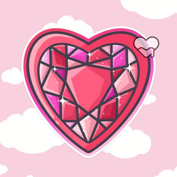 A graphic of Sparkle Heart Gem Sticker available on HeckinMagical.com