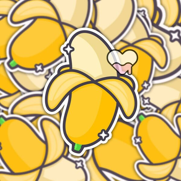 A graphic of Sparkle Thick Banana Sticker available on HeckinMagical.com