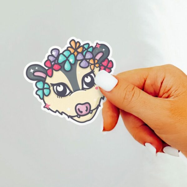 A graphic of Spring Possum Sticker available on HeckinMagical.com