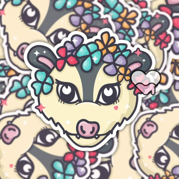 A graphic of Spring Possum Sticker available on HeckinMagical.com