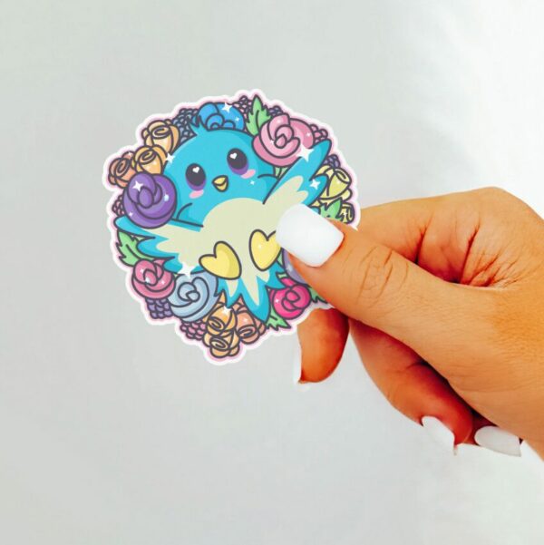 A graphic of Spring Blue Bird Sticker available on HeckinMagical.com