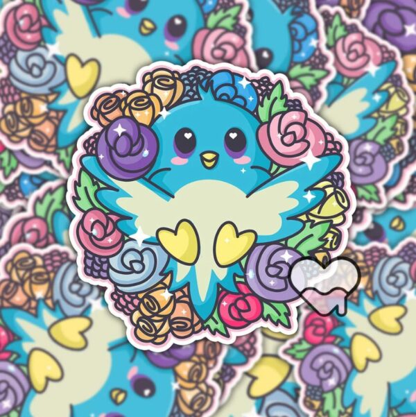 A graphic of Spring Blue Bird Sticker available on HeckinMagical.com