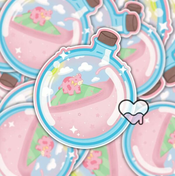 A graphic of Strawberry Milk Potion Sticker available on HeckinMagical.com