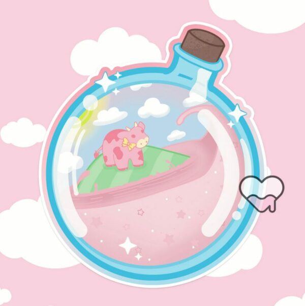 A graphic of Strawberry Milk Potion Sticker available on HeckinMagical.com